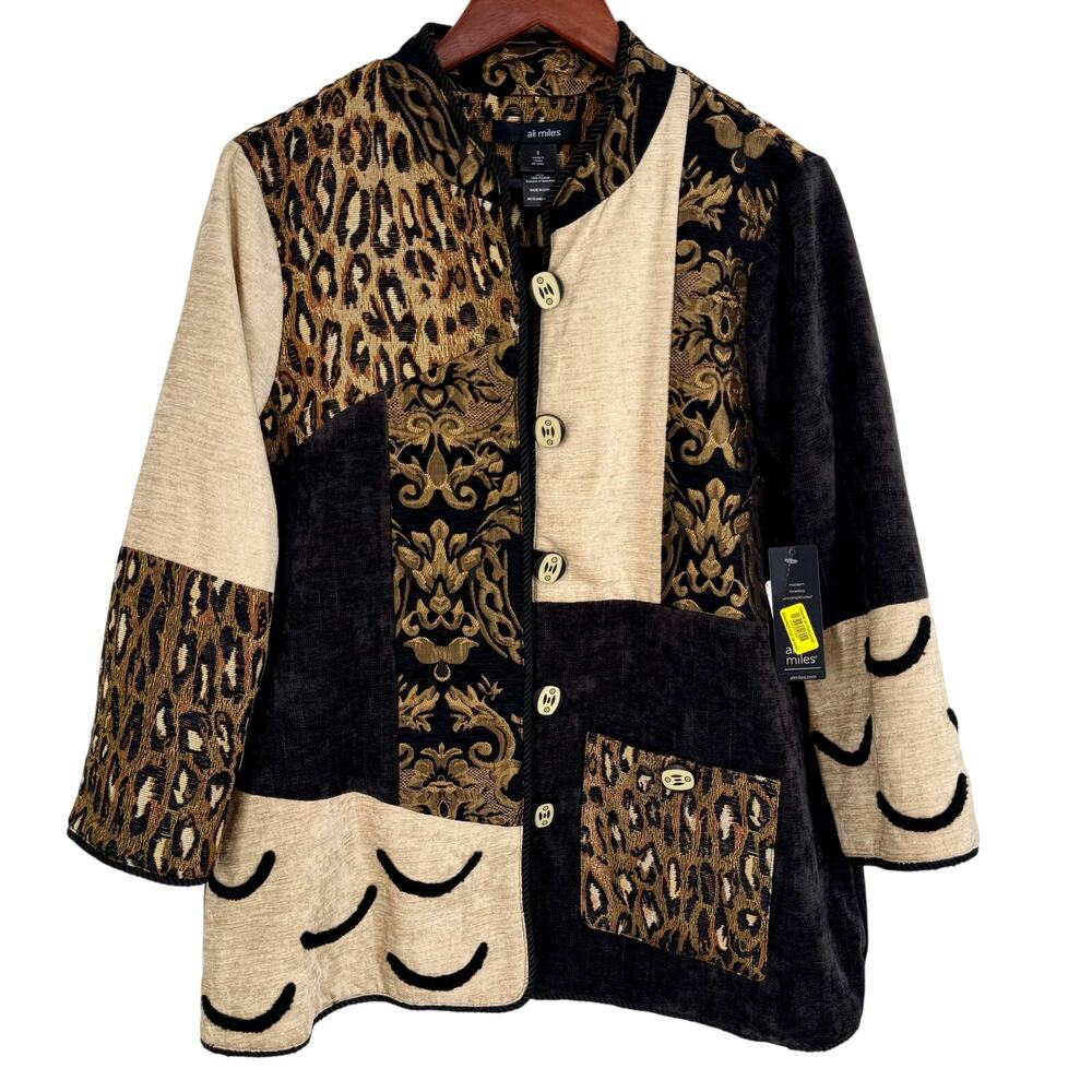 NEW NWT Ali Miles Sz Small Wearable Art Winter Fall Jacket Coat Blouse Shirt Top